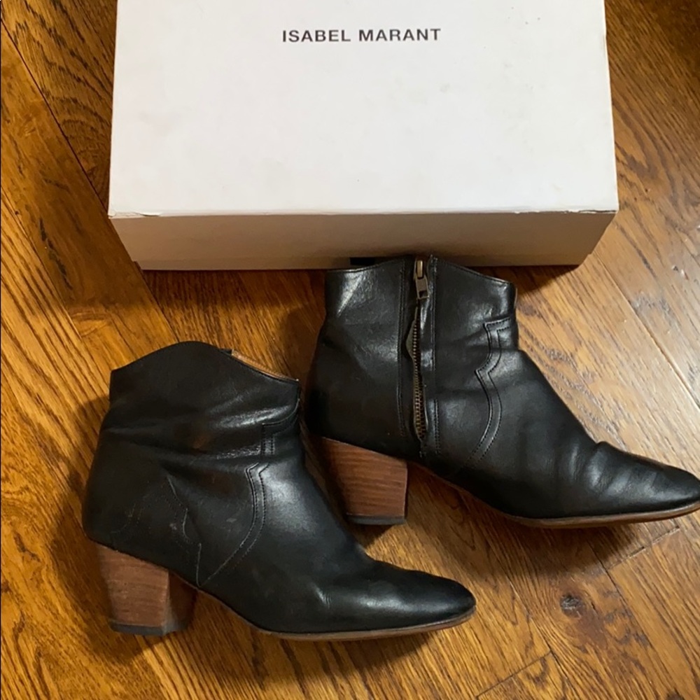 Isabel Marant Dicker boots black leather 9 western